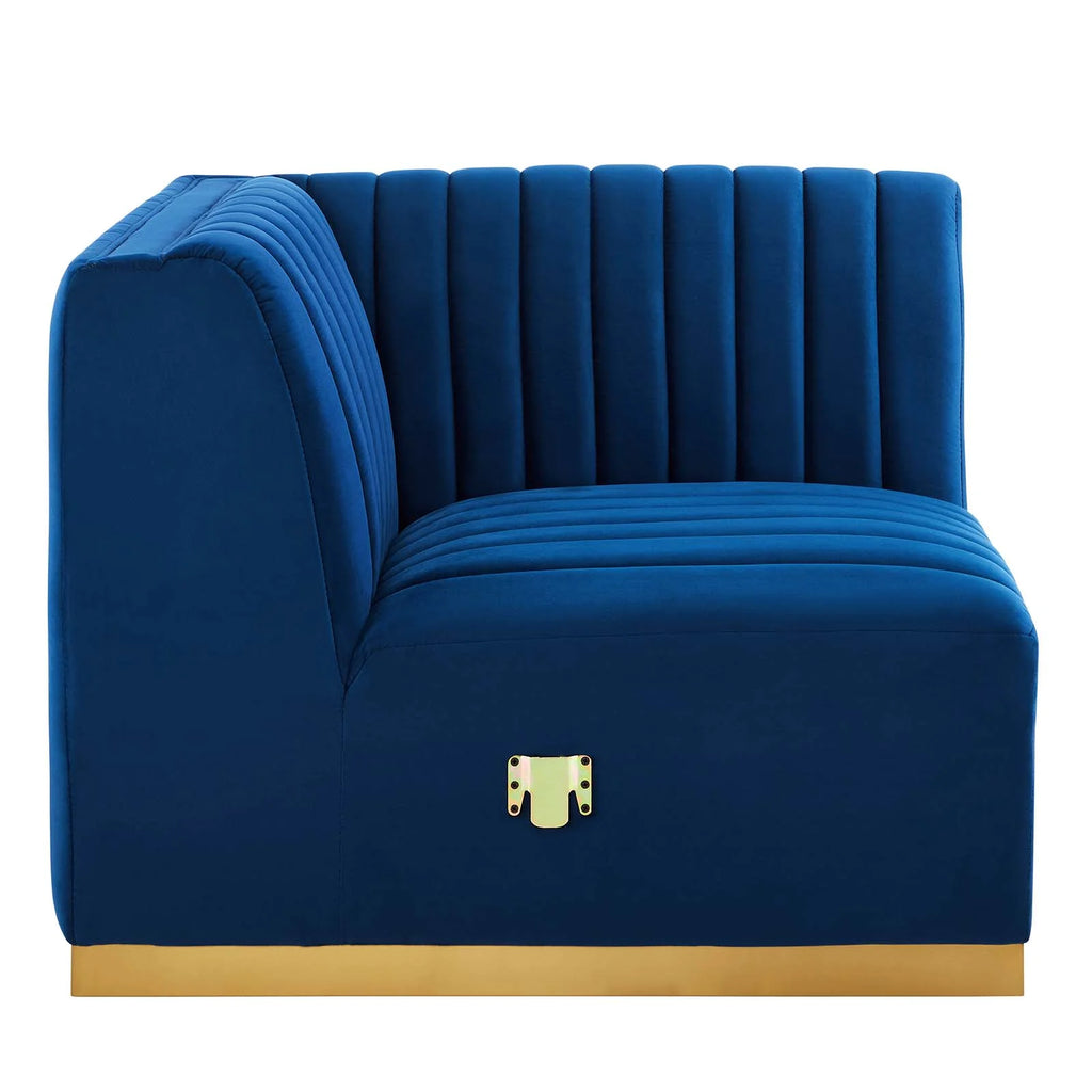 Gold/Navy Velvet Right Corner Chair S24938