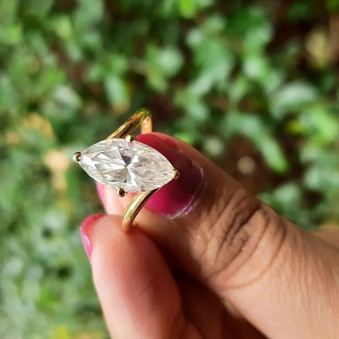 2Ct Marquise Cut Moissanite Solitaire Engagement Ring M1720