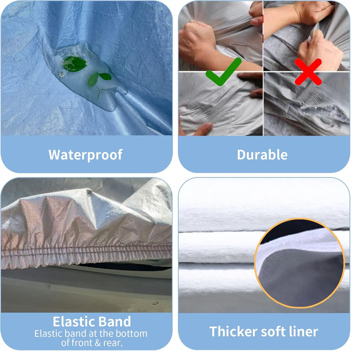 6 Layers Waterproof Cotton Car Cover with Zipper O64080