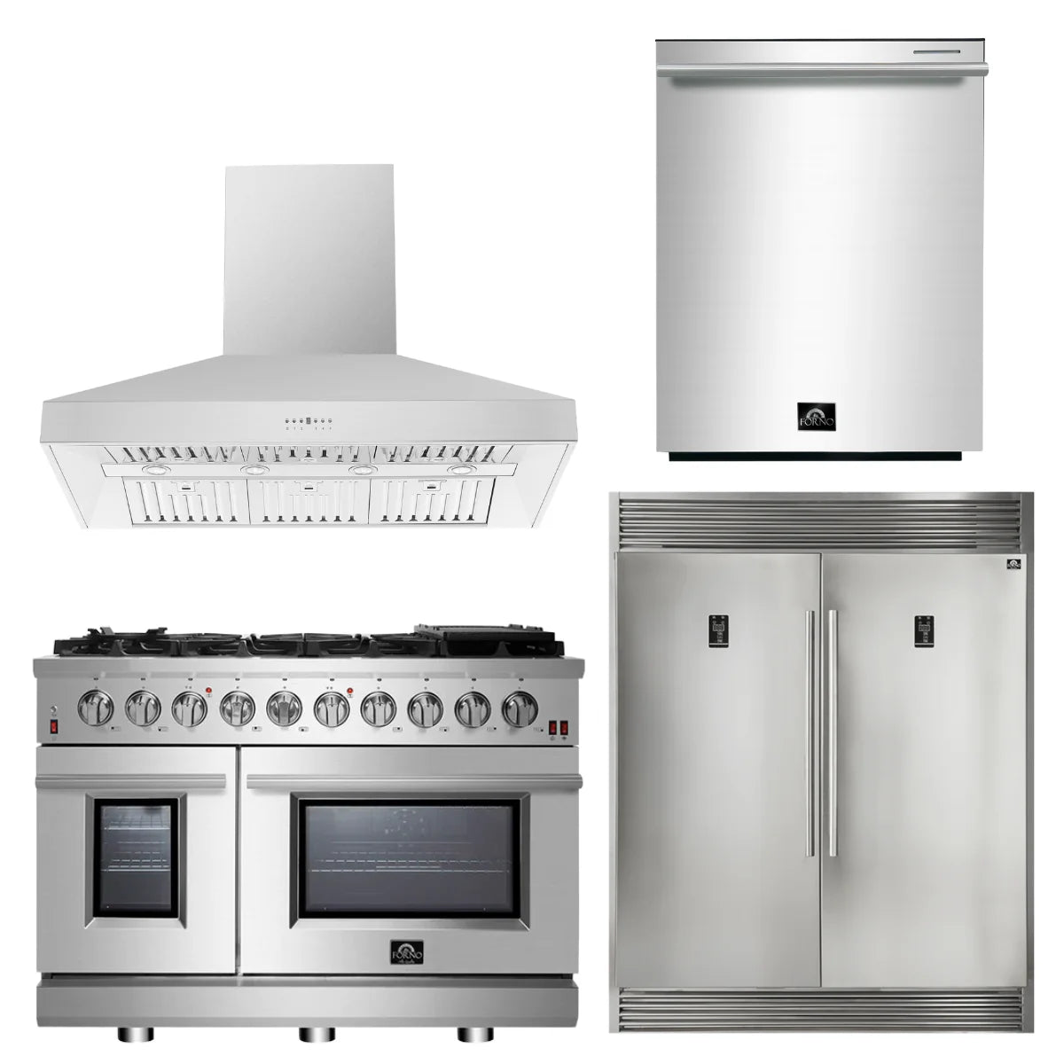 48 Gas Range, Range Hood, 60 Refrigerator, Dishwasher V163