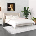 Ivory Velvet Queen Upholstered Bed I7764