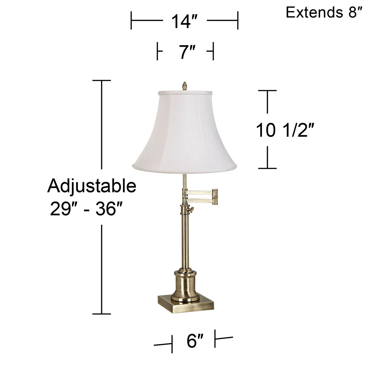 Antique Brass Table Lamp with Fabric Bell Shade E373552