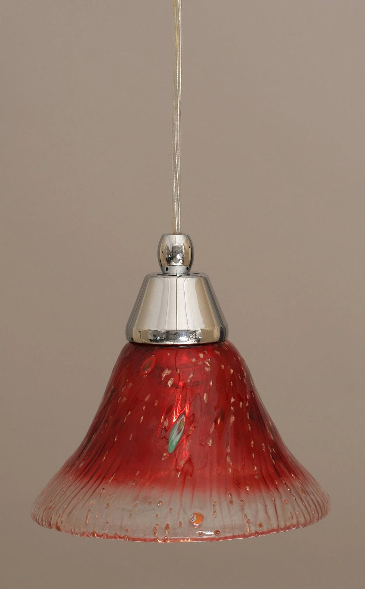 Chrome Finish Mini-Pendant with Raspberry Crystal Glass V3523