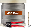 1/8 T316 Stainless Steel Cable with Cutter, 20 Pcs Protector Sleeves, 7 x 7 Strands, 450FT P402870