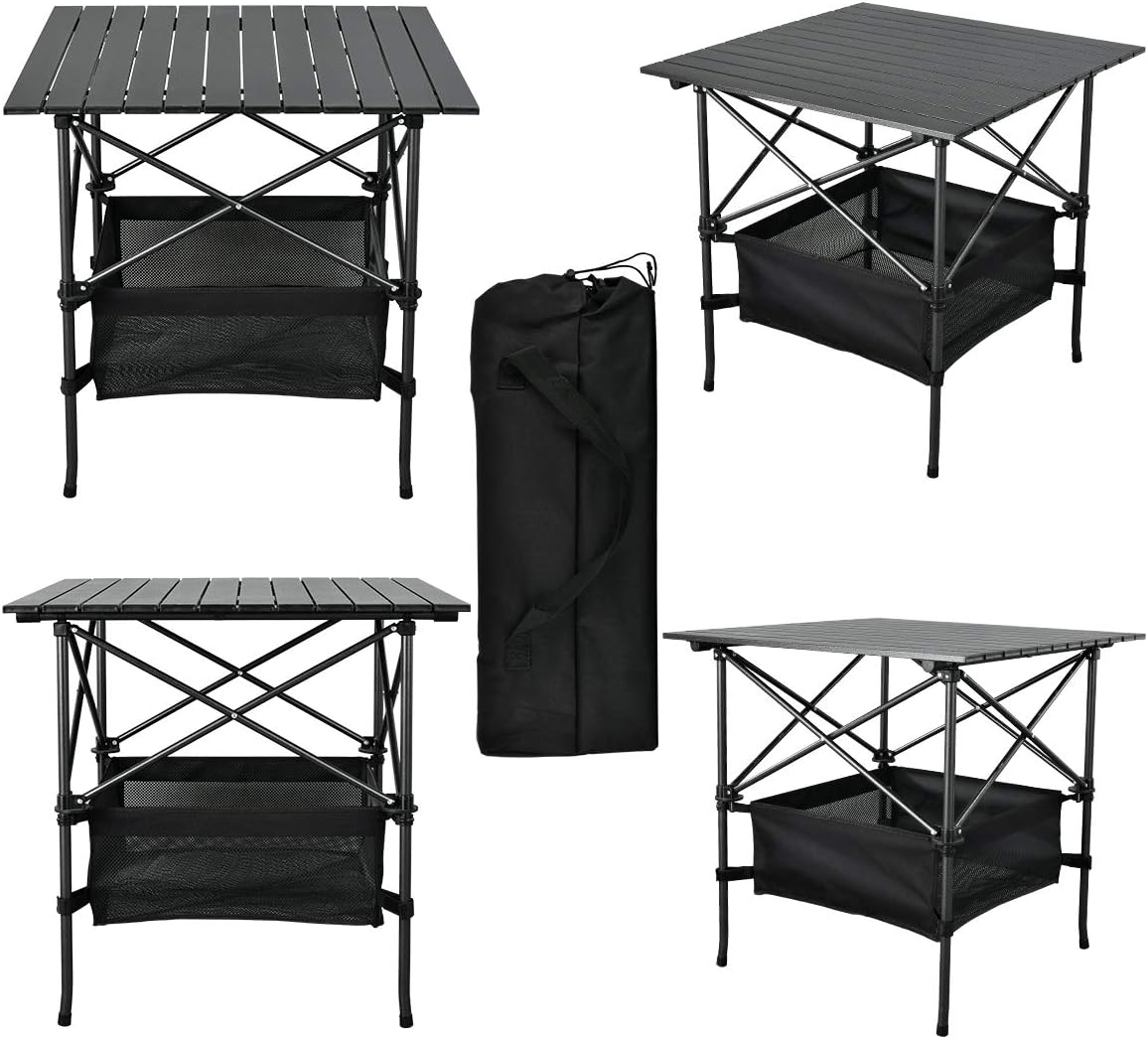 Lightweight Aluminum Folding Camping Table with Carrying Bag S853952