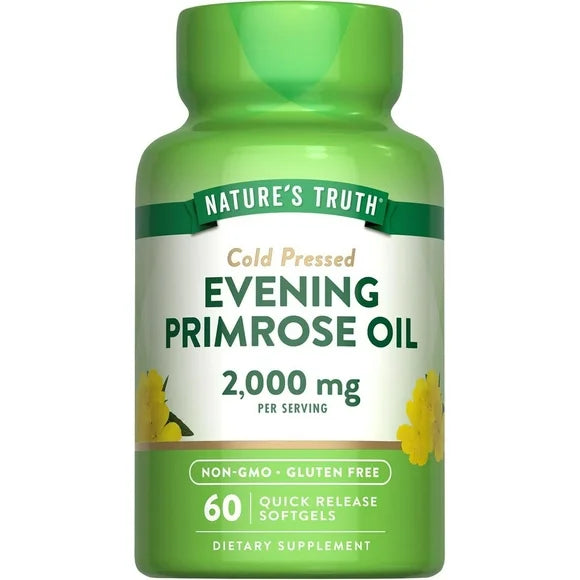 Evening Primrose Oil Capsules 2000mg 60 Softgels Cold Pressed K29353