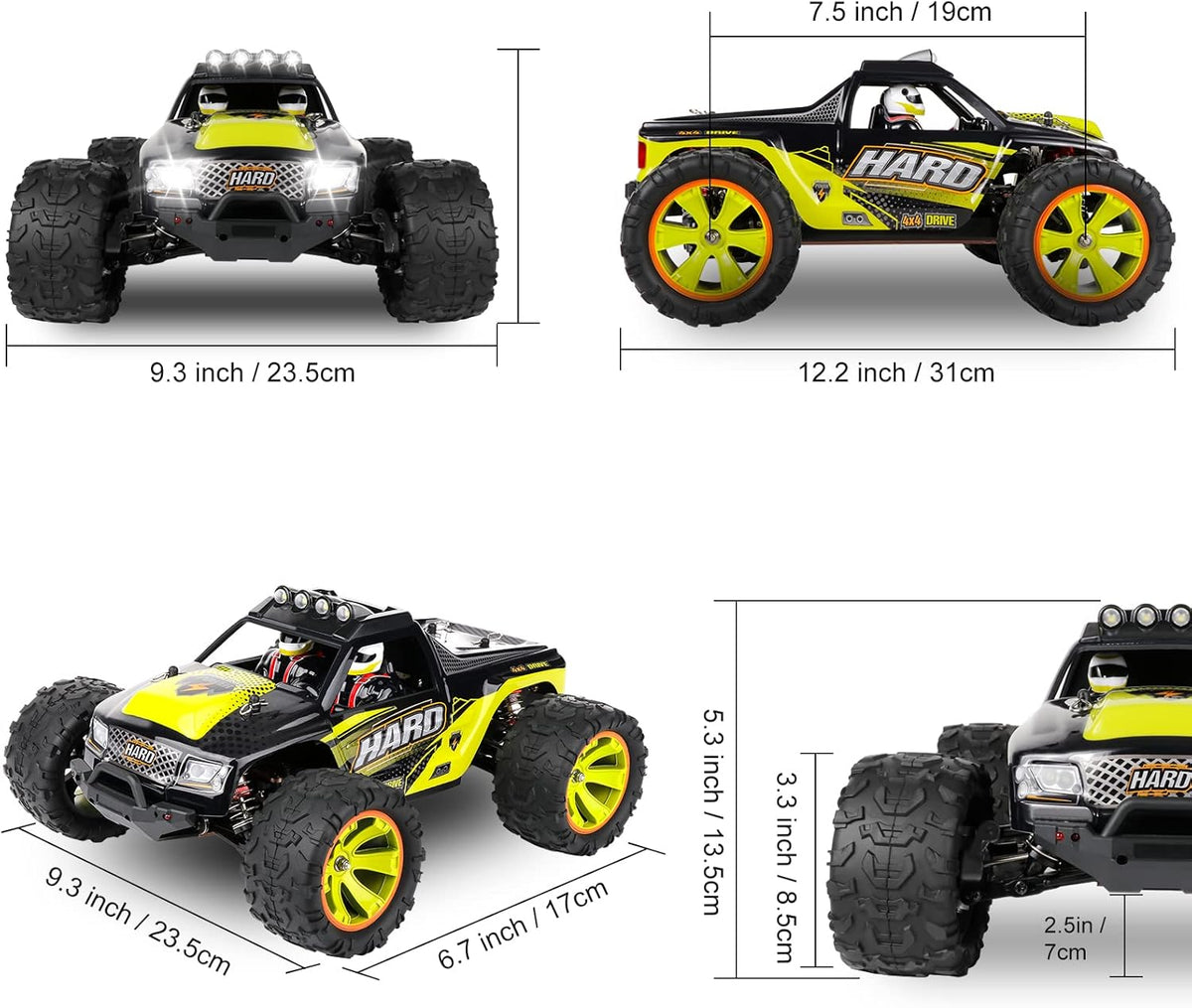 4WD RC Monster Truck with 550 Motor, Pack of 2 B4737