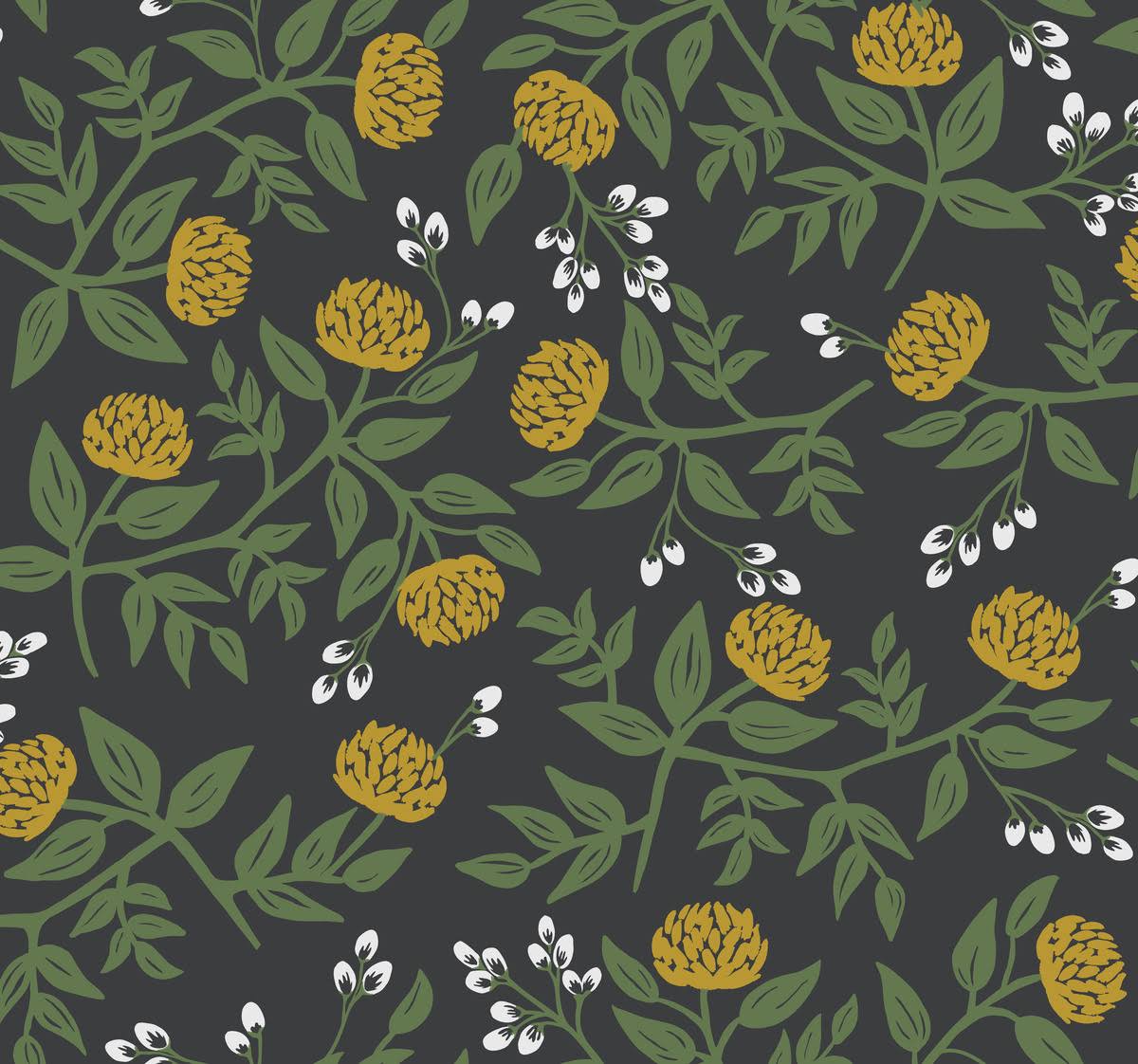 Black & Gold Peonies Wallpaper U143