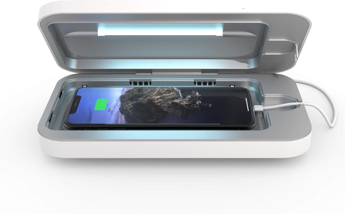 UV Cell Phone Sanitizer and Dual Universal Charger (Silver) Pack of 2 V28636
