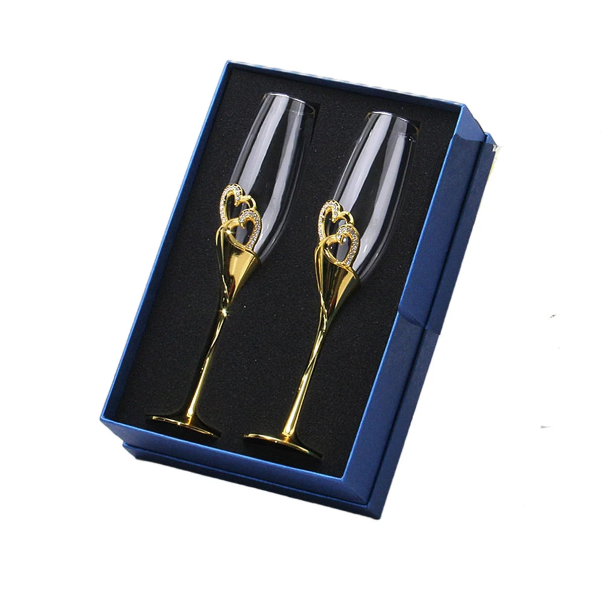 Champagne Flutes Glass Set of 2 Hand Blown Crystal I783246
