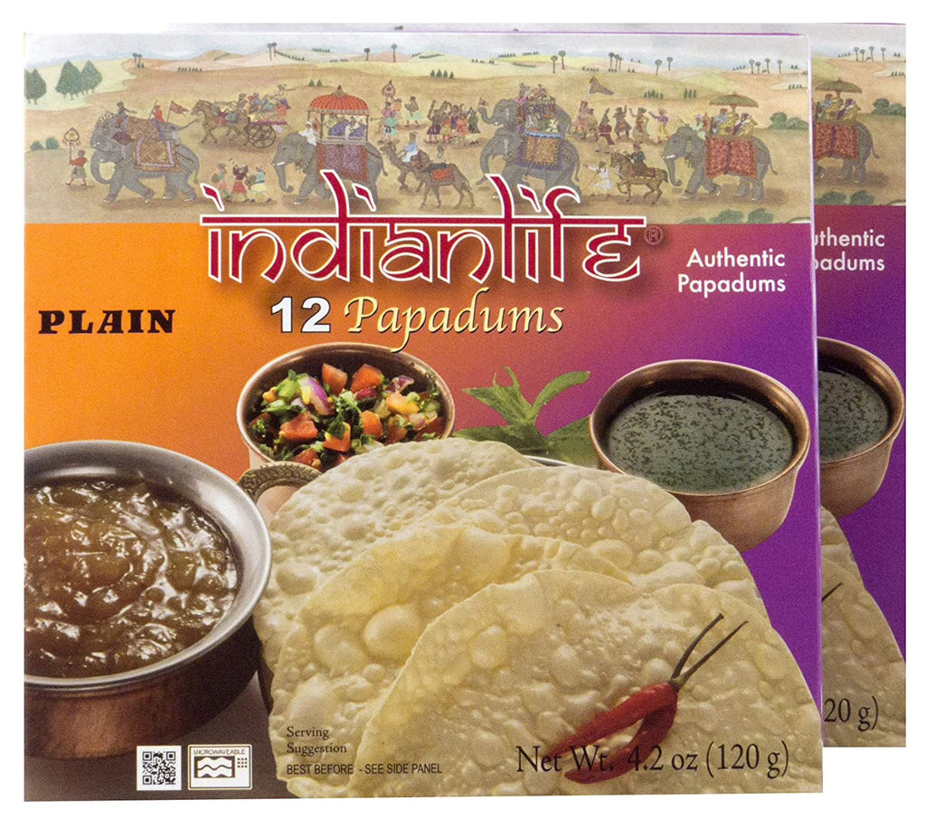 12 Papadums 120 Grams Plain (2-Pack) H998