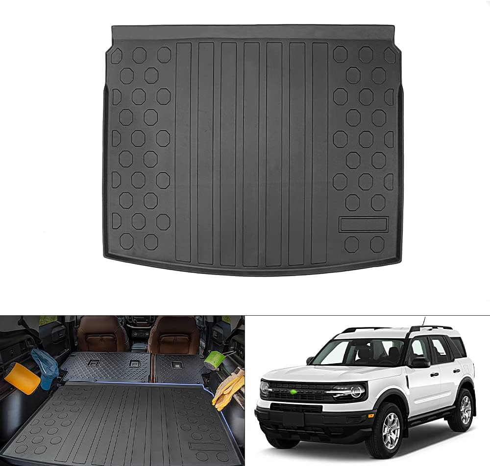 Cargo Mat for 2021 2022 Ford Bronco Sport, All Weather Cargo Liner Rear Trunk Mat, Non-Slip TPO, 4 Doors, Pack of 2 B100209