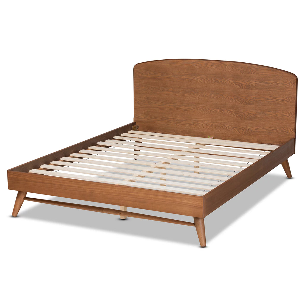 Queen Walnut Brown Engineered Wood Platform Bed Z4892