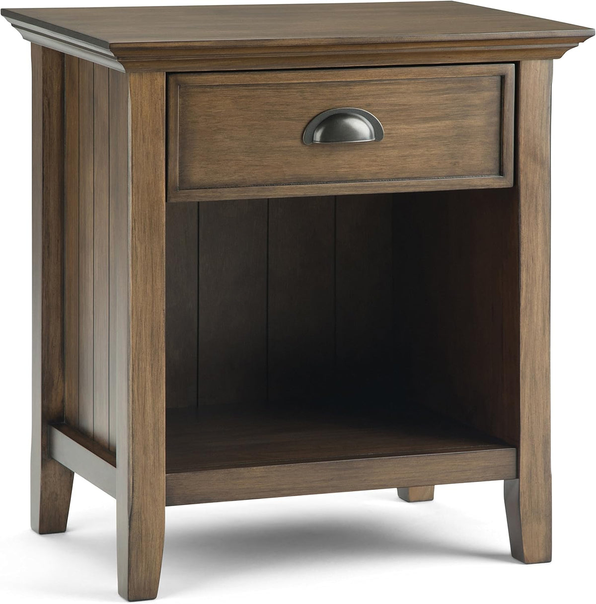 Rustic Natural Aged Brown Solid Wood Night Stand with Storage, 1 Drawer and 1 Shelf A777881