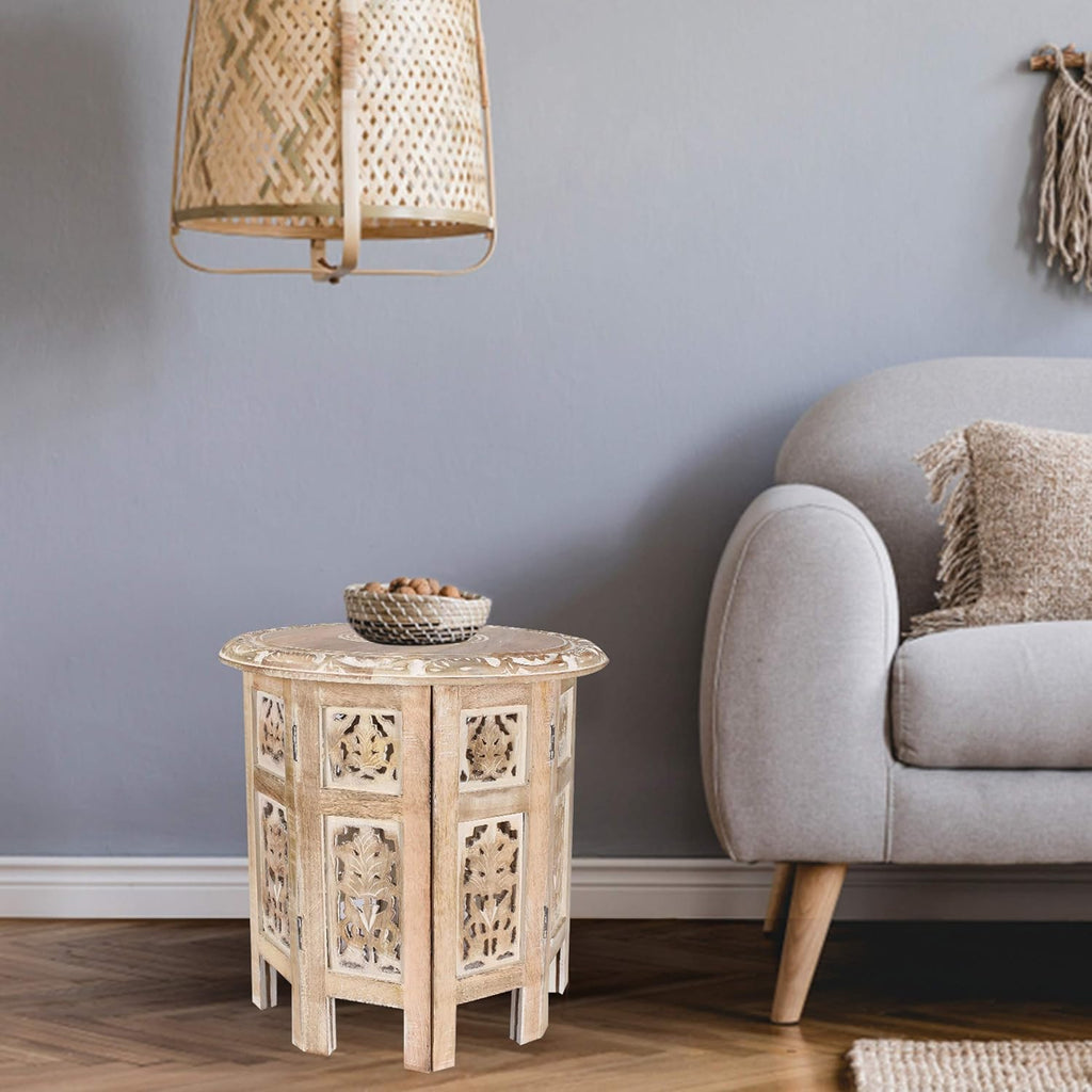 Burnt Wood Octagonal Accent Table P95489