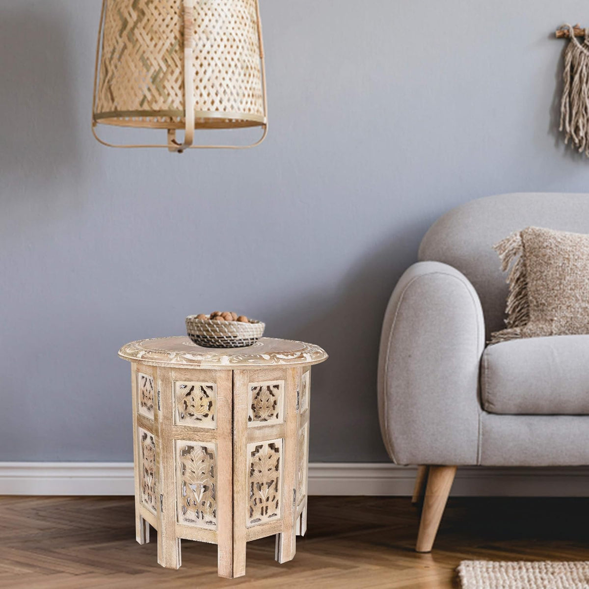 Burnt Wood Octagonal Accent Table P95489