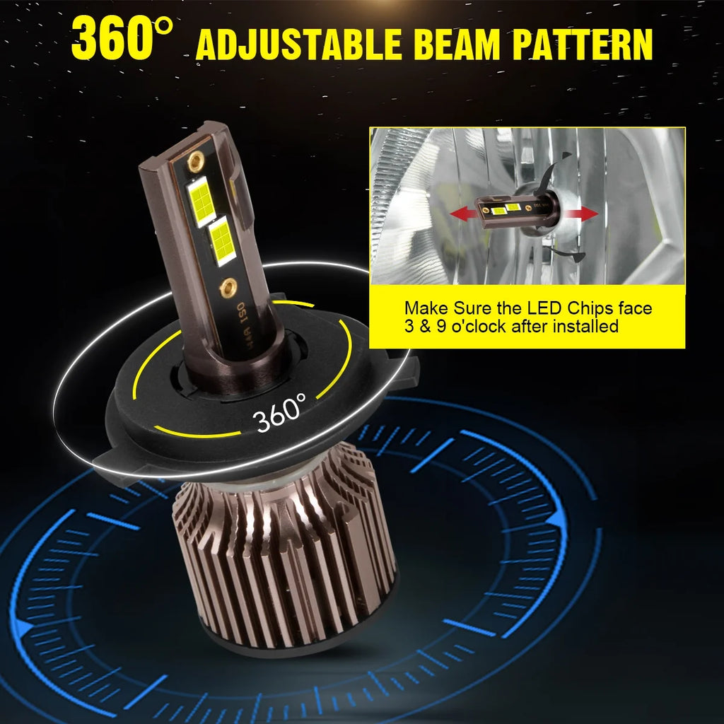 9003 H11 LED Headlight Fog Light Bulbs 6500K Cool White Pack of 4 R23504