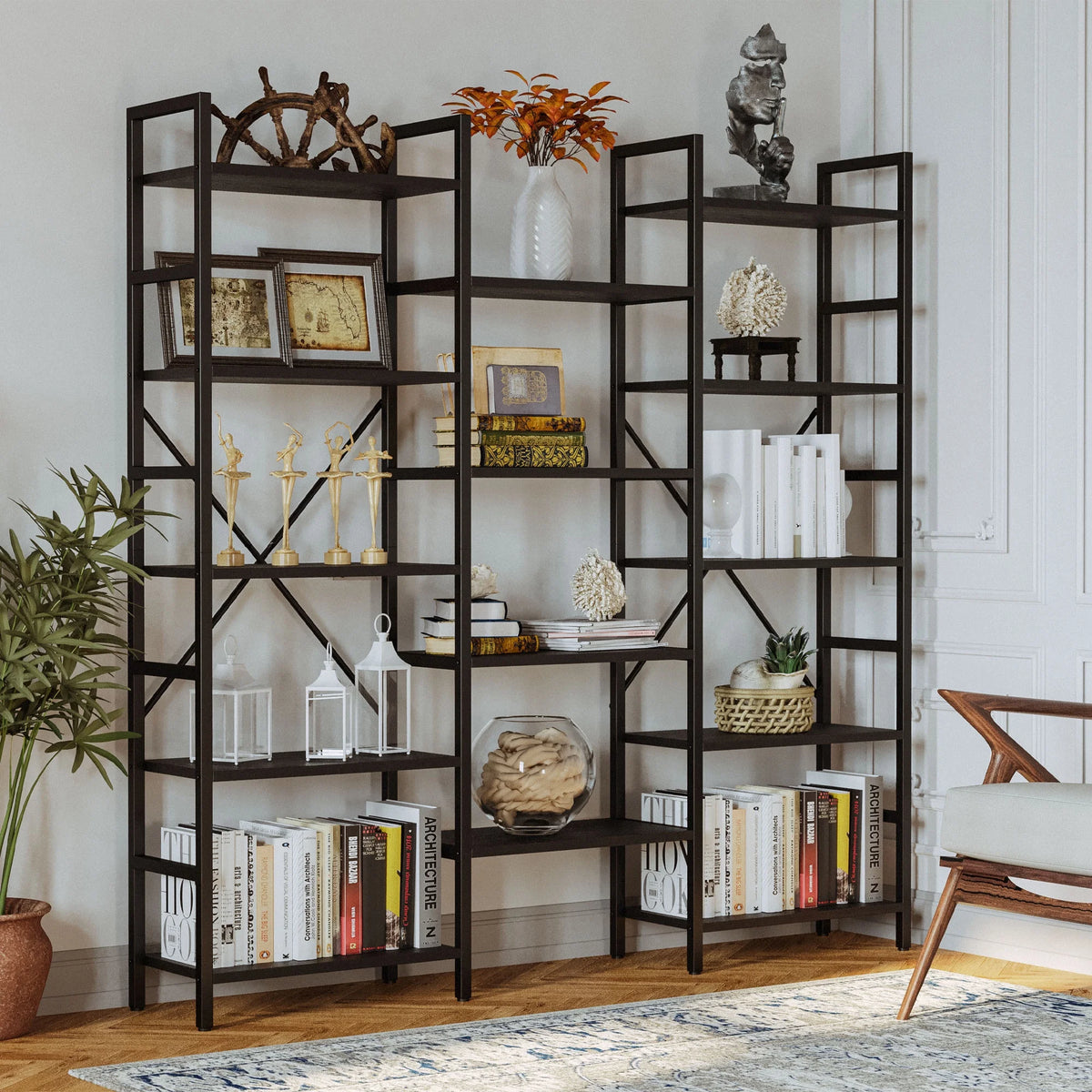 5 Tiers Wood and Metal Bookcase Z8629