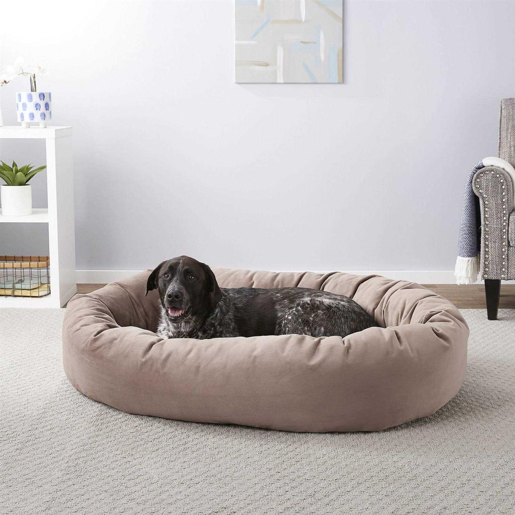 Velvet Round Bolster Dog Bed with Removable Cover E6416