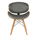 Walnut Wood & Gray Faux Leather Dining Chair Q529