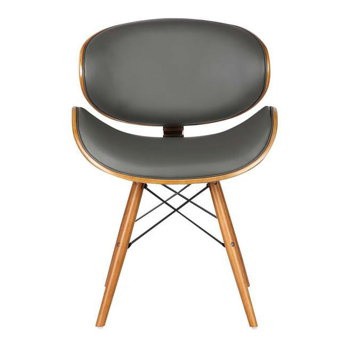 Walnut Wood & Gray Faux Leather Dining Chair Q529