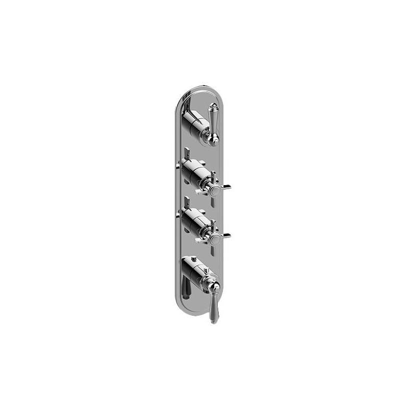 Polished Chrome Four Hole Vertical Trim Plate with Handle S7619