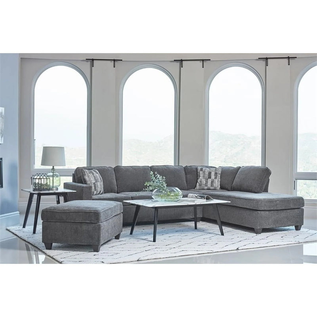 Dark Gray Chenille Sectional A29550