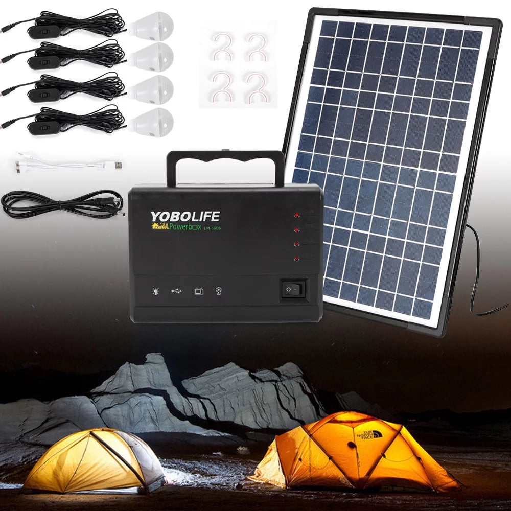 Portable Solar Panel Power Generator Kit with 4 LED I626202
