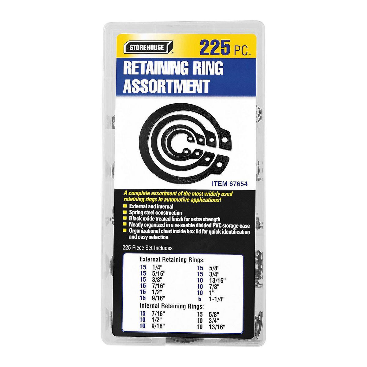 225-Piece Retaining Ring Assortment J70724