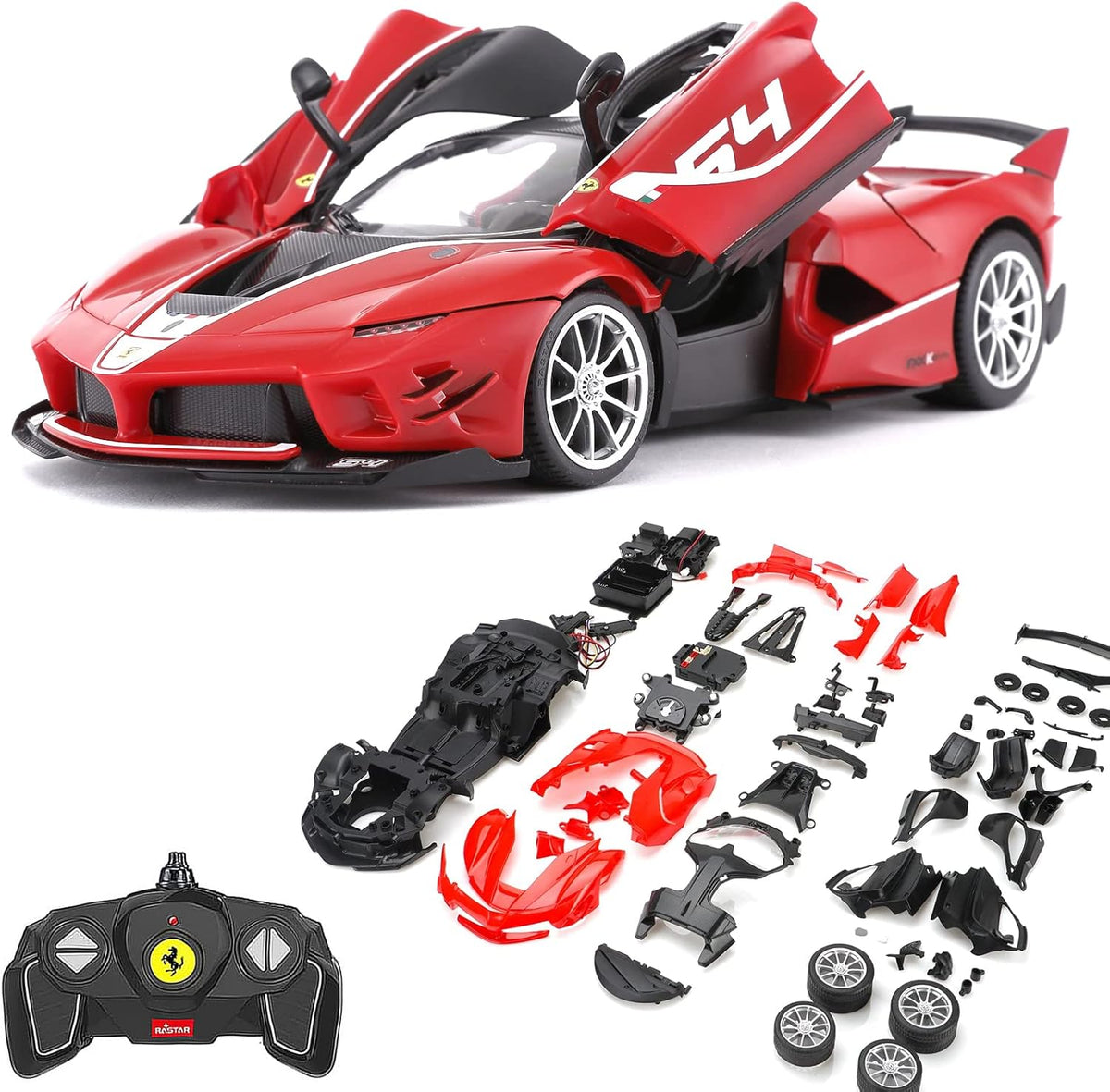 92PCs 1:18 RC Ferrari FXXK EVO Model Car Kit, Red I812