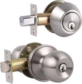 Keyed Alike Entry Knob and Deadbolt Set Satin Nickel, Single Cylinder Handleset Combo Pack, 3 Sets Pack of 2 M830607