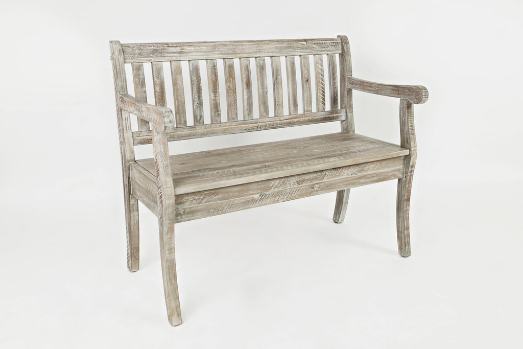 Rustic Distressed Acacia Storage Bench V134