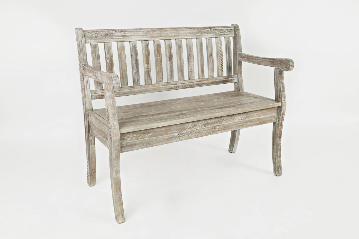 Rustic Distressed Acacia Storage Bench V134