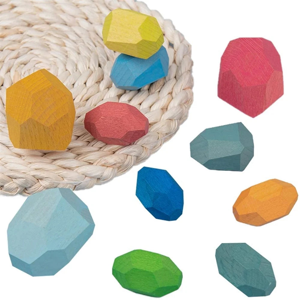 16pcs Colored Wooden Stacking Blocks Z979075