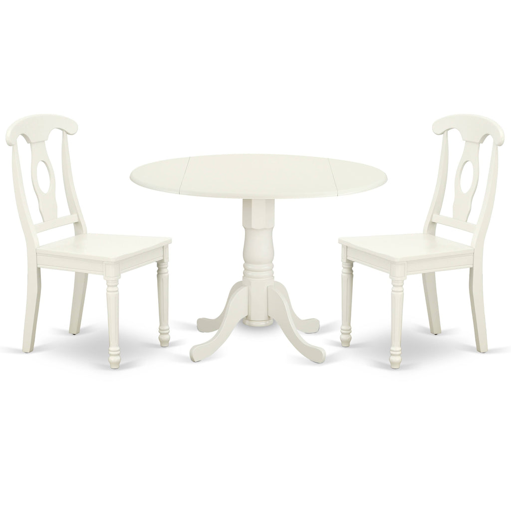 3PC Round Table with Two 9-Inch Drop Leaves and 2 Panel Back Chairs A905