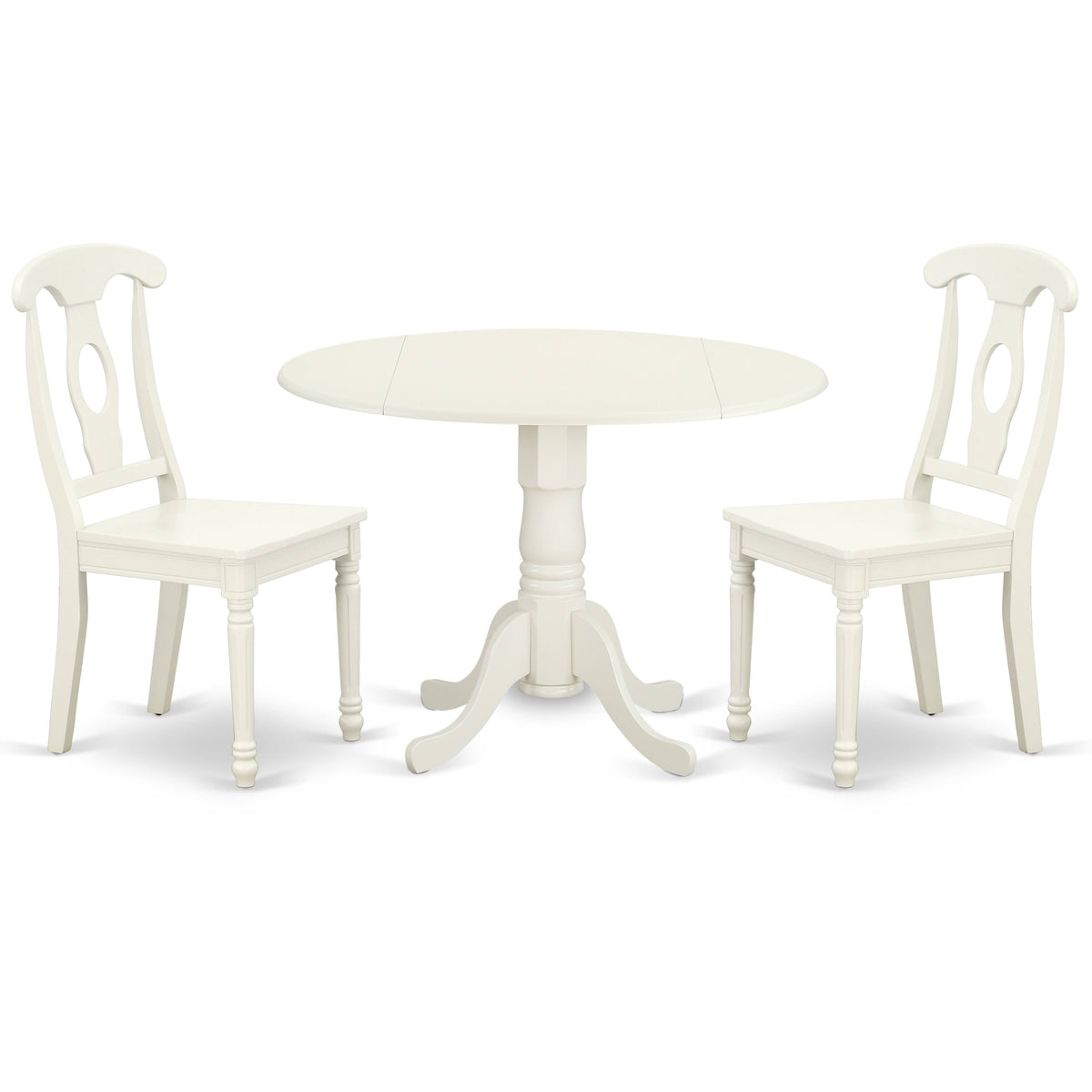 3PC Round Table with Two 9-Inch Drop Leaves and 2 Panel Back Chairs A905