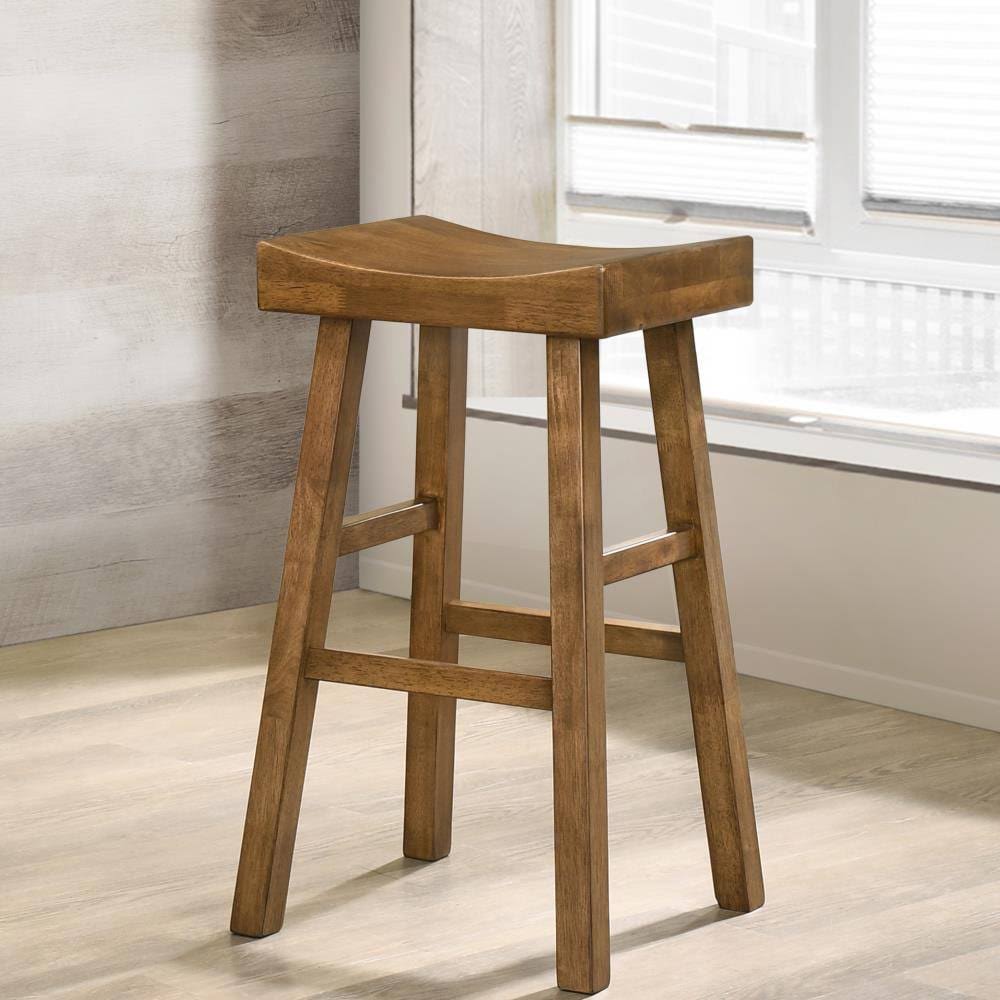 Set of 2 Oak Bar Height Bar Stool in Brown X2876