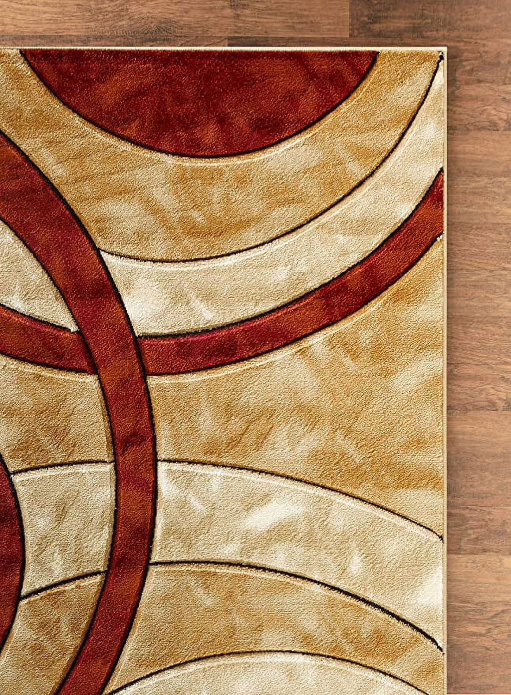 8x10 Dark Red Circles Area Rug U5881