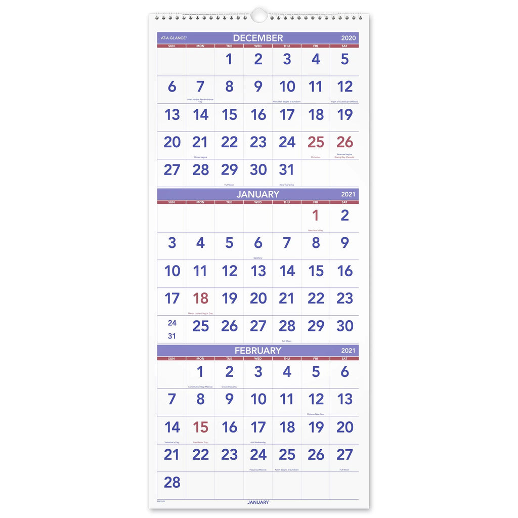 14-Month Vertical Wall Calendar, 12" x 27" N6995