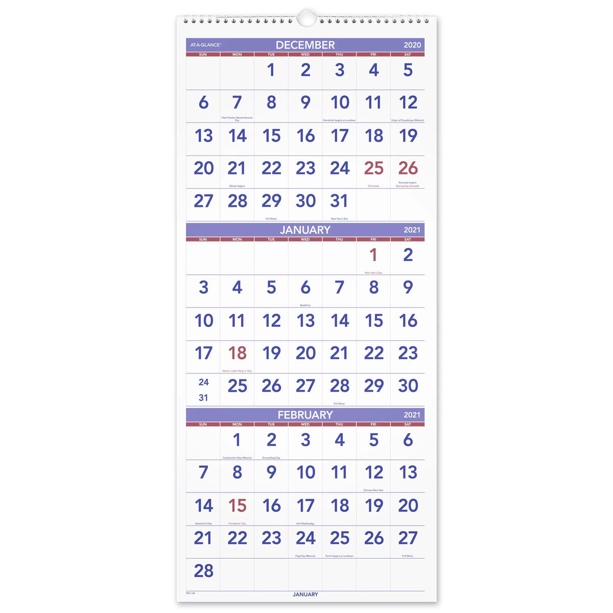 14-Month Vertical Wall Calendar, 12" x 27" N6995