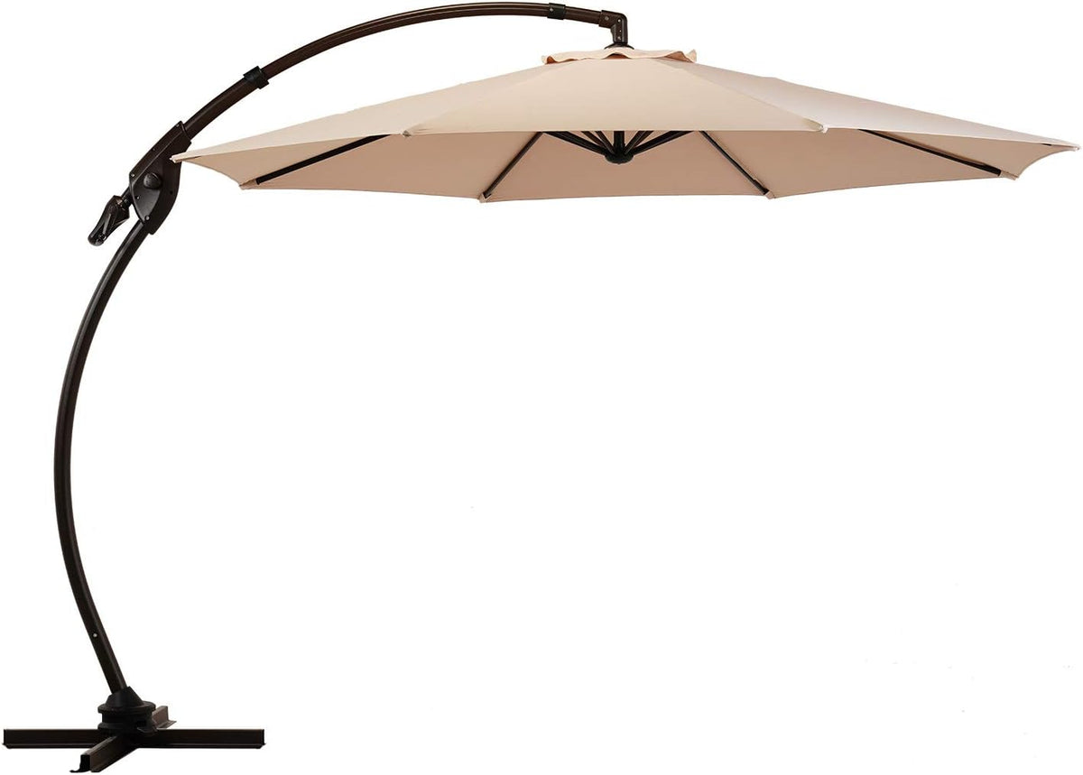 11 FT Curvy Aluminum Offset Umbrella with Base Z69424