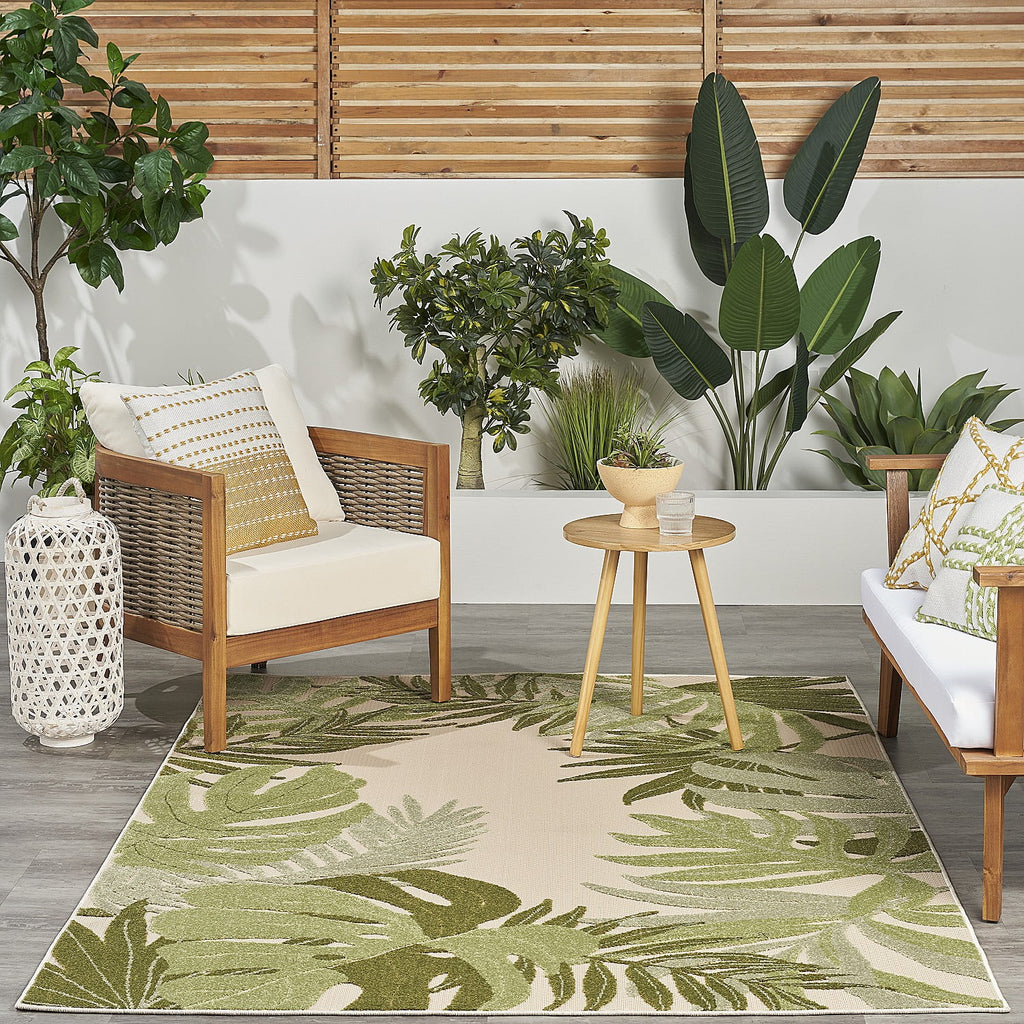 4' x 6' Ivory Green Area Rug E598