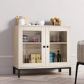 Natural Wooden Sideboard Buffet Cabinet with Acrylic Glass Doors P962