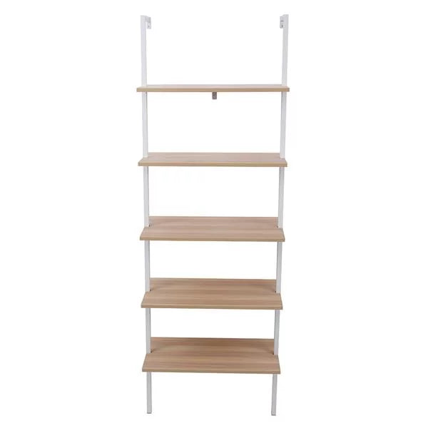 5-Shelf Wood Ladder Bookcase with Metal Frame S3213