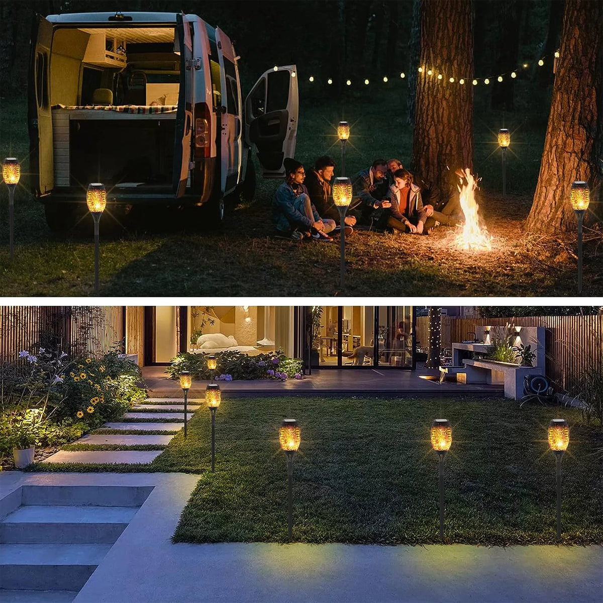 12 Pack Solar Torch Lights Outdoor, LED Flickering Solar Lights, Waterproof Flame Lights D816980