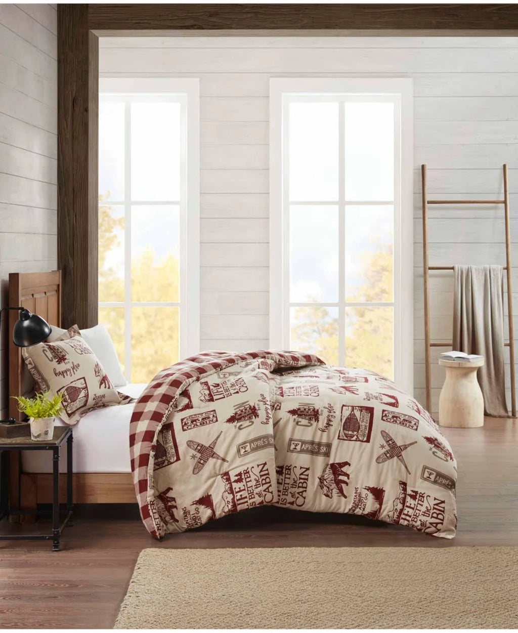 Twin Cabin Mini Flannel Comforter Set F7053