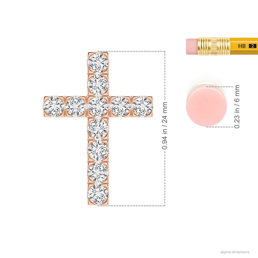 Diamond Cross Pendant Necklace in 14K Rose Gold P858