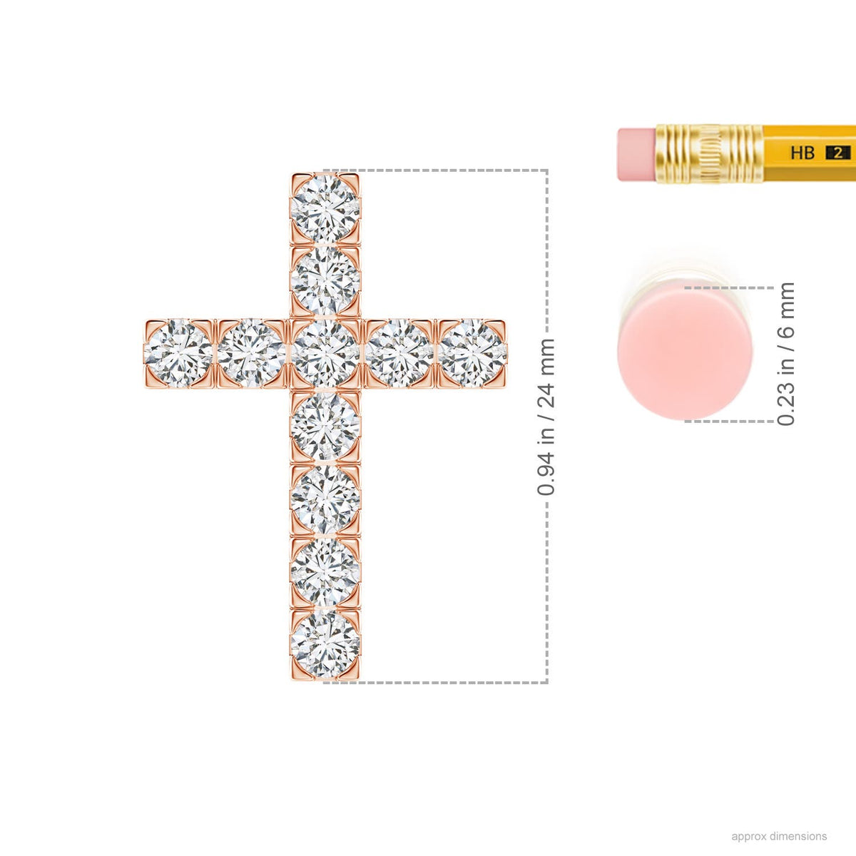 Diamond Cross Pendant Necklace in 14K Rose Gold P858