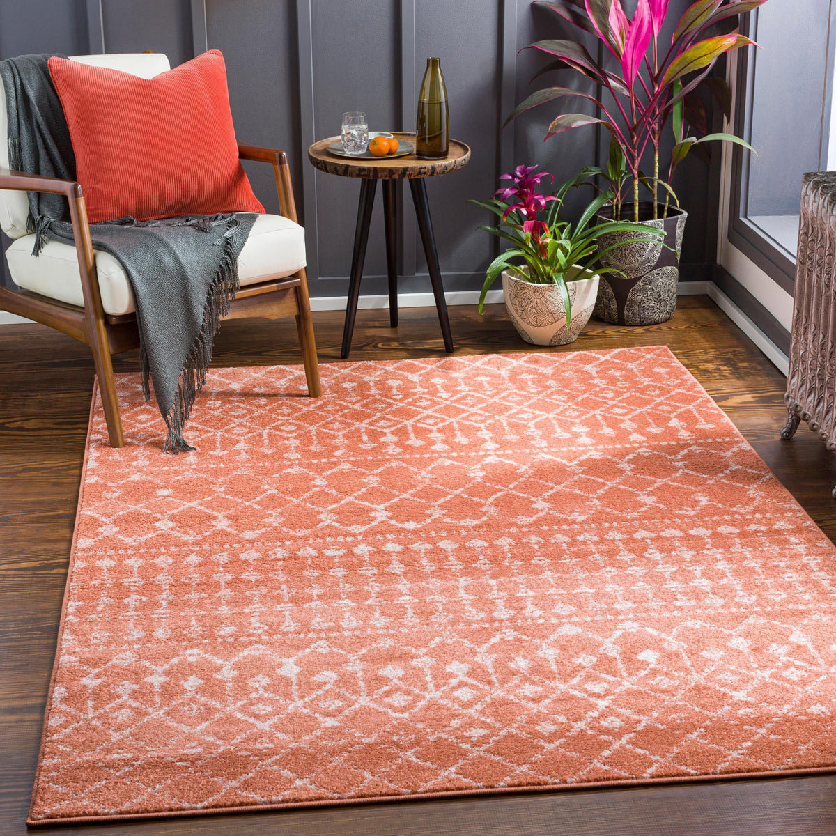 5x7 Coral Area Rug M68071