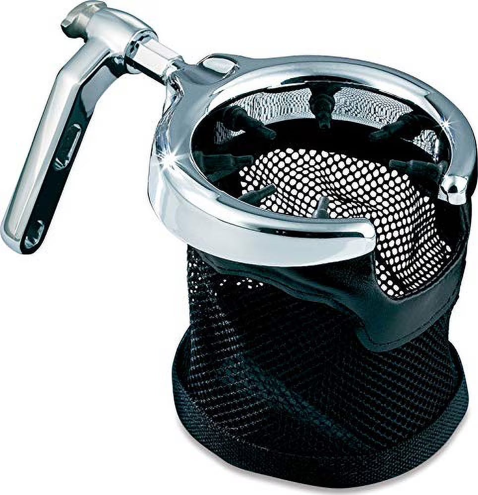 Chrome Motorcycle Handlebar Cup Holder with Mesh Basket Q5332